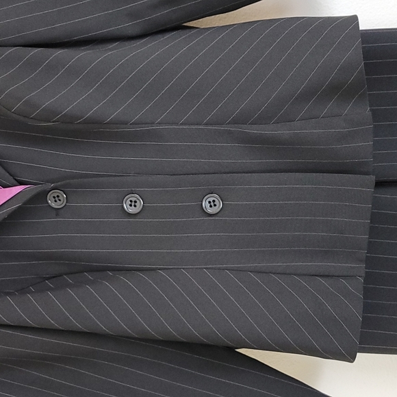 Suits Us Black W/ Purple Pinstripes Pantsuit 10 - Picture 4 of 10